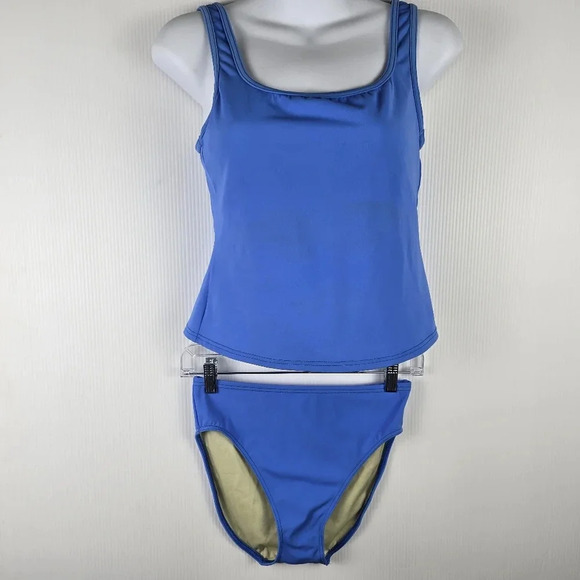 NWOT Lands' End Women’s Ocean Blue Two Piece Tankini Scoop Neckline Size 6 - Picture 1 of 12